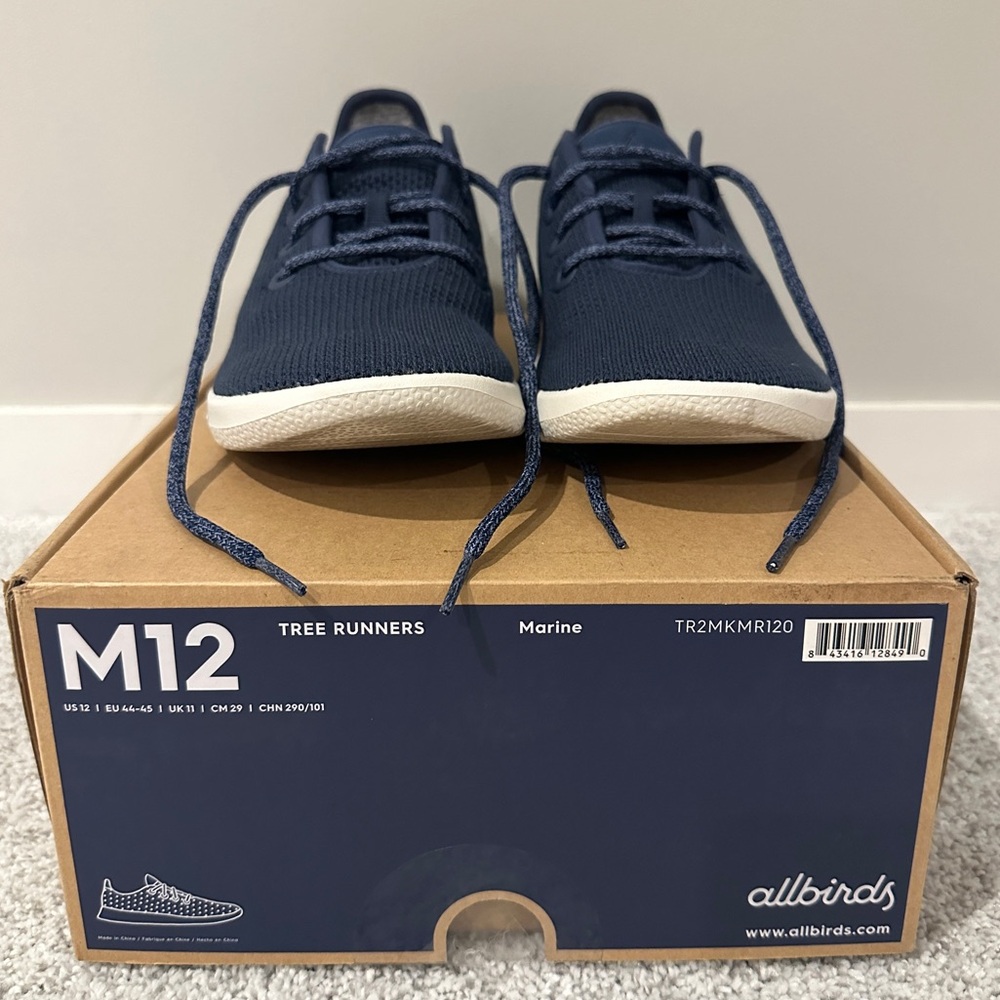 Allbirds Men's Tree Runners - Kauri Marine Blue (White Sole) - Size 12